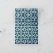 白い背景をもつ青と緑の模様 サンキューカード (内部)