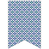 白い背景をもつ青と緑の模様 バンティングフラッグ (第3の旗)