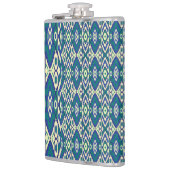 白い背景をもつ青と緑の模様 フラスク (左)