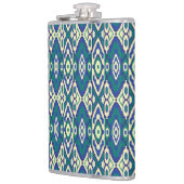 白い背景をもつ青と緑の模様 フラスク (左)