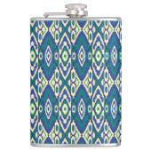 白い背景をもつ青と緑の模様 フラスク (正面)