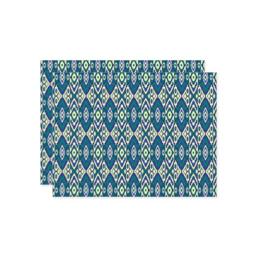 白い背景をもつ青と緑の模様 ポストカード (正面/裏面インサイチュ)