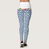 白い背景をもつ青と緑の模様 レギンス (裏面)