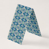 白い背景をもつ青と緑の模様 名刺 (正面)