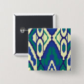 白い背景をもつ青と緑の模様 缶バッジ (正面&裏面)