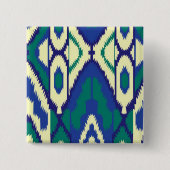 白い背景をもつ青と緑の模様 缶バッジ (正面)