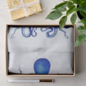 白い背景をオフにした青タコ 薄葉紙 (ギフト)