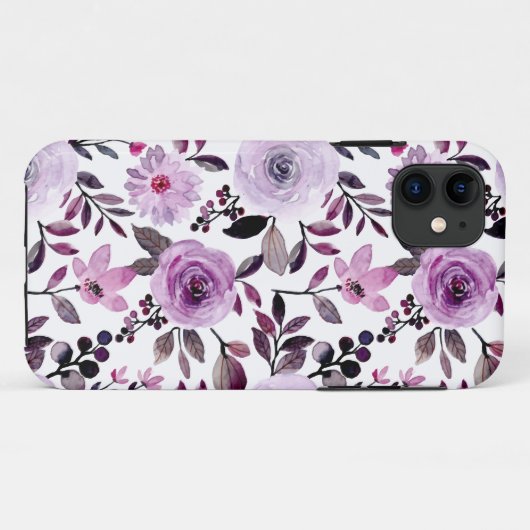 白い背景を持つピンクの花柄 Case-Mate iPhoneケース (裏面(横))