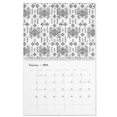 白い背景を持つ白黒の模様 カレンダー (2月 2026)