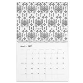 白い背景を持つ白黒の模様 カレンダー (3月 2027)