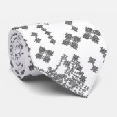 白い背景を持つ白黒の模様 ネクタイ (ロール)