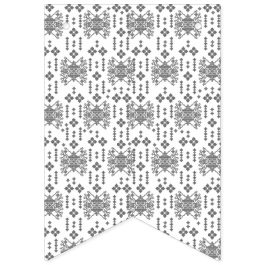 白い背景を持つ白黒の模様 バンティングフラッグ (第2の旗)