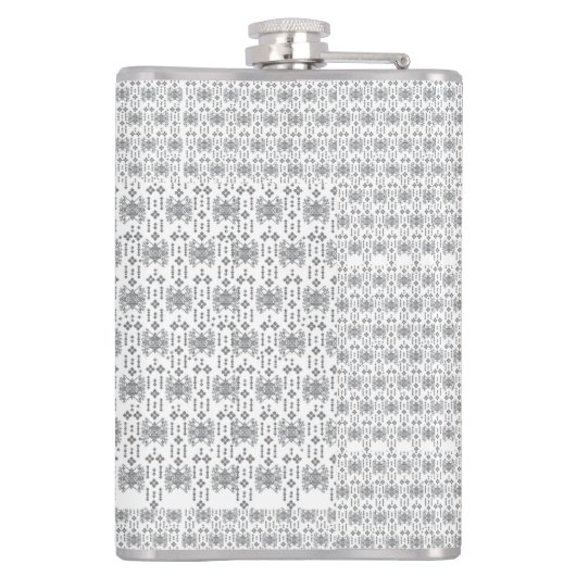 白い背景を持つ白黒の模様 フラスク (裏面)