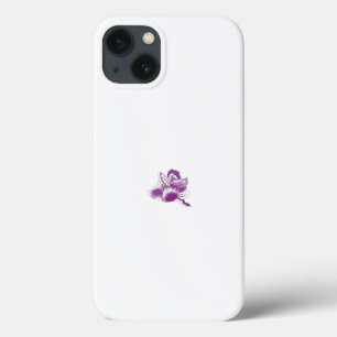 白い背景を持つ紫の花 iPhone 13ケース