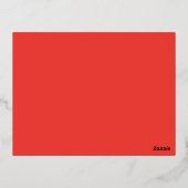 白い背景を持つ赤縁ど色 箔シーズンポストカード (裏面)