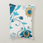 白い背景を持つ金箔の藍の花 アクセントクッション (裏面(縦))