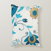 白い背景を持つ金箔の藍の花 アクセントクッション (正面(垂直))