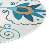 白い背景を持つ金箔の藍の花 カッティングボード (角)