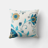 白い背景を持つ金箔の藍の花 クッション (裏面)