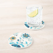 白い背景を持つ金箔の藍の花 コースター (側面)