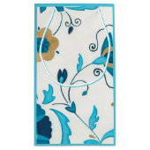 白い背景を持つ金箔の藍の花 スモールペーパーバッグ (裏面)