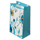白い背景を持つ金箔の藍の花 スモールペーパーバッグ (裏面アングル)