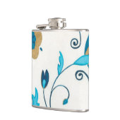 白い背景を持つ金箔の藍の花 フラスク (左)