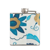 白い背景を持つ金箔の藍の花 フラスク (裏面)