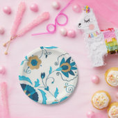 白い背景を持つ金箔の藍の花 ペーパープレート (パーティー)