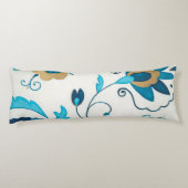 白い背景を持つ金箔の藍の花 ボディピロー (裏面)