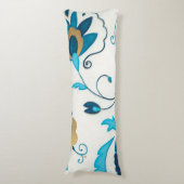 白い背景を持つ金箔の藍の花 ボディピロー (正面縦)
