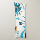 白い背景を持つ金箔の藍の花 ボディピロー (裏面 (縦))