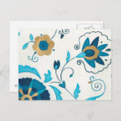 白い背景を持つ金箔の藍の花 ポストカード (正面/裏面)