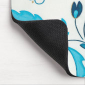 白い背景を持つ金箔の藍の花 マウスパッド (コーナー)