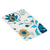 白い背景を持つ金箔の藍の花 マグネット (右側)