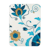 白い背景を持つ金箔の藍の花 マグネット (縦)