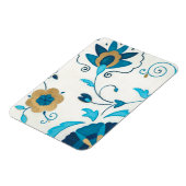 白い背景を持つ金箔の藍の花 マグネット (左側)