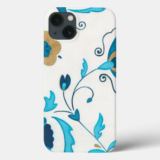 白い背景を持つ金箔の藍の花 Case-Mate iPhoneケース (裏面)