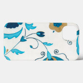 白い背景を持つ金箔の藍の花 Case-Mate iPhoneケース (裏面 (横))