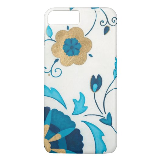 白い背景を持つ金箔の藍の花 Case-Mate iPhoneケース (裏面)
