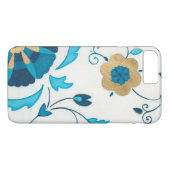 白い背景を持つ金箔の藍の花 Case-Mate iPhoneケース (裏面(横))