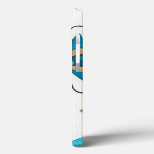 白い背景を持つ金箔の藍の花 Case-Mate iPhoneケース (裏面 / 左)