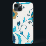 白い背景を持つ金箔の藍の花 iPhone 13ケース<br><div class="desc">白い背景にはエリカJ.ヴェスオリジナル、金箔の藍の花が残っている。誰もがシンプル贈り物として受け取ることを望む絵画、微妙な！</div>