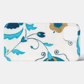 白い背景を持つ金箔の藍の花 Case-Mate iPhoneケース (裏面 (横))