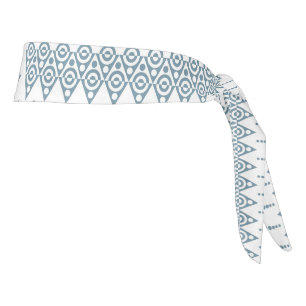 白い背景を持つ青と白の模様 タイヘッドバンド