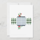 白い背景を持つ青と白の模様 招待状 (裏面)