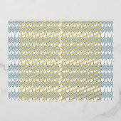 白い背景を持つ青と白の模様 箔シーズンポストカード (正面)