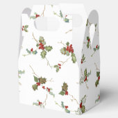 白い背景エレガントに小さなクリスマスホリー フェイバーボックス (オープン)