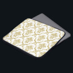 白い背景エレガント上の金ゴールドのマスク ラップトップスリーブ<br><div class="desc">デザインとエレガント金ゴールドフォイルの外観のフローラは、変更できる白い背景の上にマスク。</div>