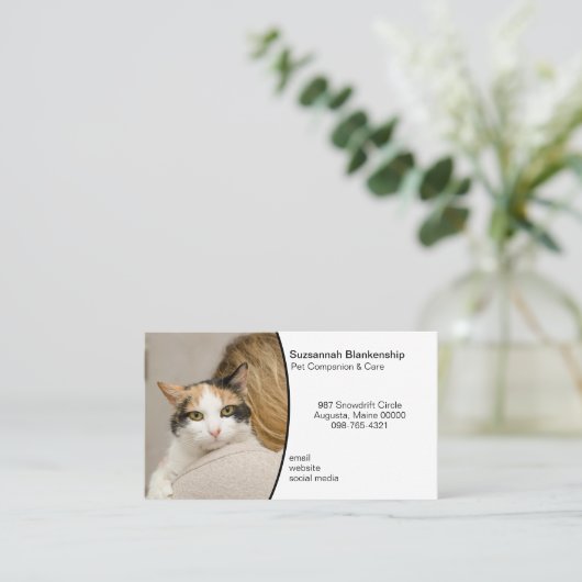 白い背景カスタムにペットのケアの写真 名刺 (スタンド正面)